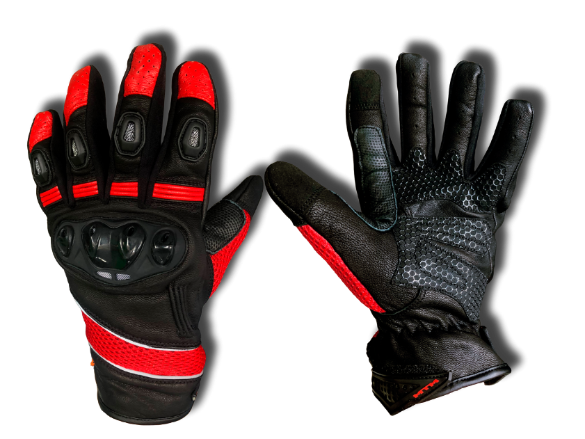 GUANTES PIEL CAPRINO ROJO NEGRO